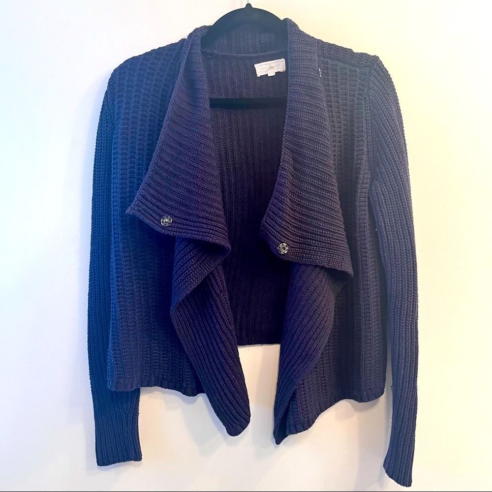Lou & Grey Marled Grey Open Cardigan Sweater